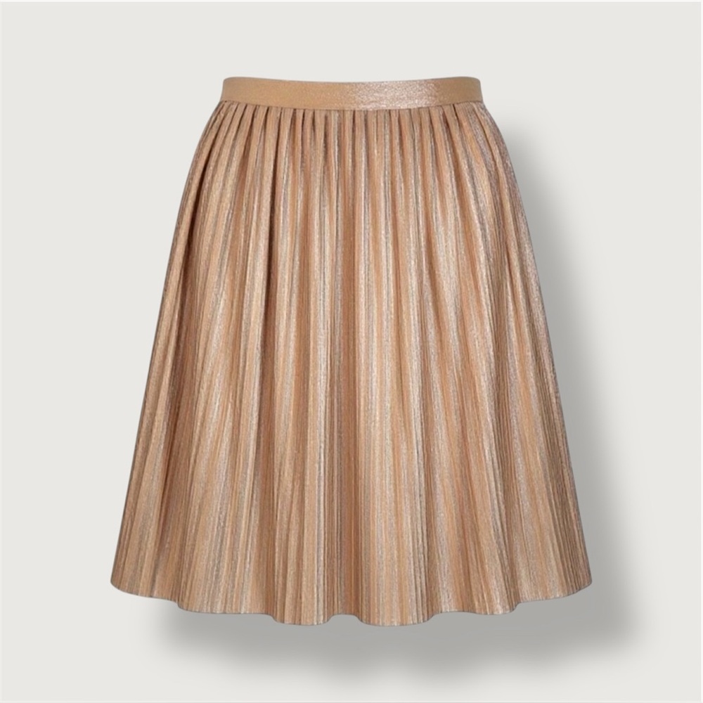 Maeve | L | Anthropologie | Ambra Skirt | Pink Rose | Metallic | Pleated | Midi